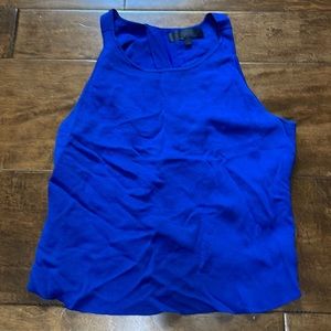 Blue top with crossed open back